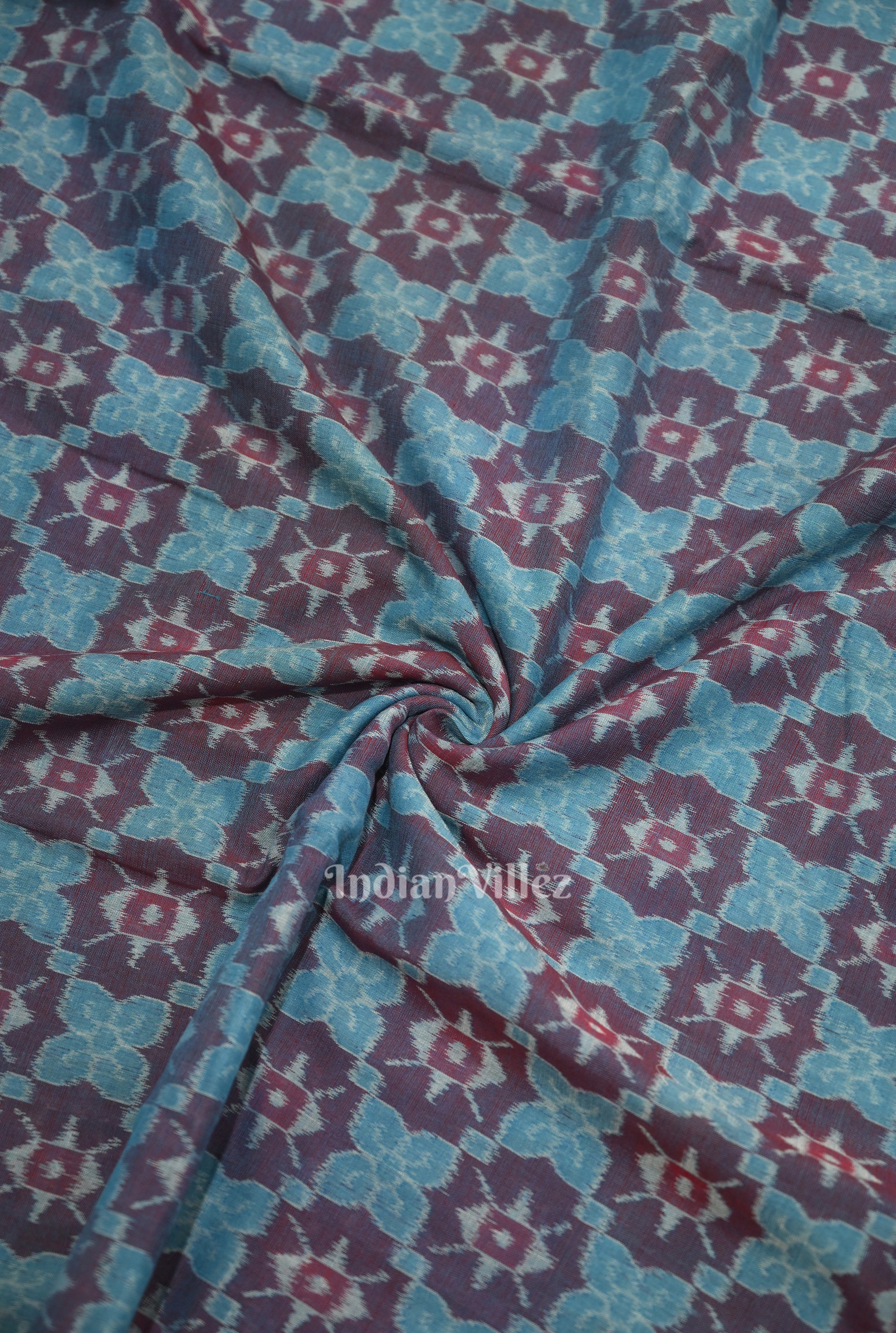 Blue Butterfly Theme  Sambalpuri Odisha Ikat Cotton Fabric 
