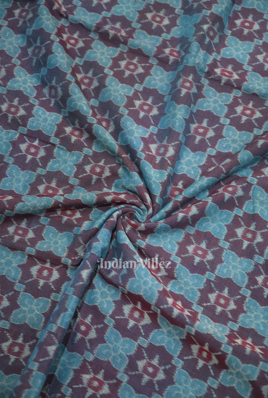 Blue Butterfly Theme  Sambalpuri Odisha Ikat Cotton Fabric 
