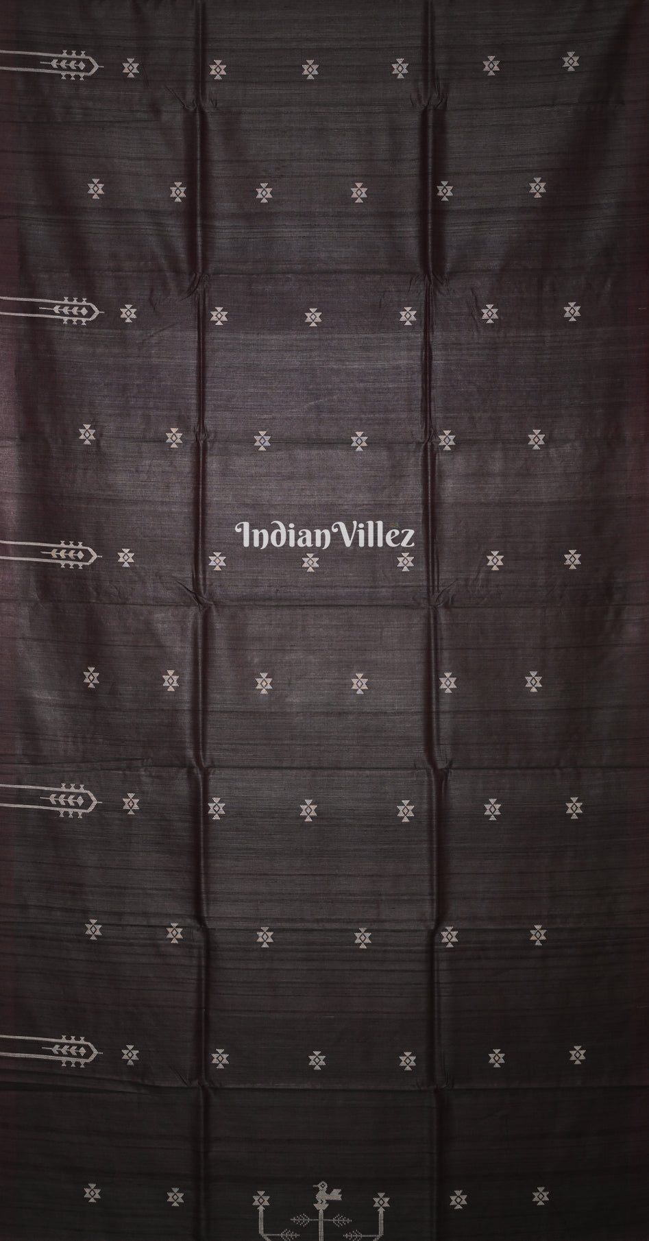 Black Gopalpur Tussar Silk Saree  Inspired by Ganjam Bomkai Theme