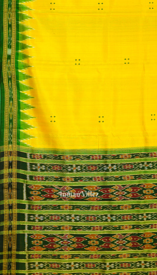 Yellow Butta Design Odisha Ikat Khandua Silk Saree