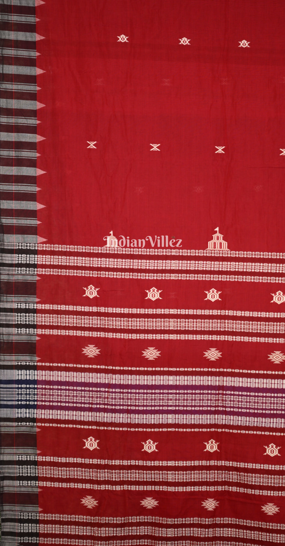 Maroon Odisha Handloom Natural Dye Kotpad Cotton Saree 