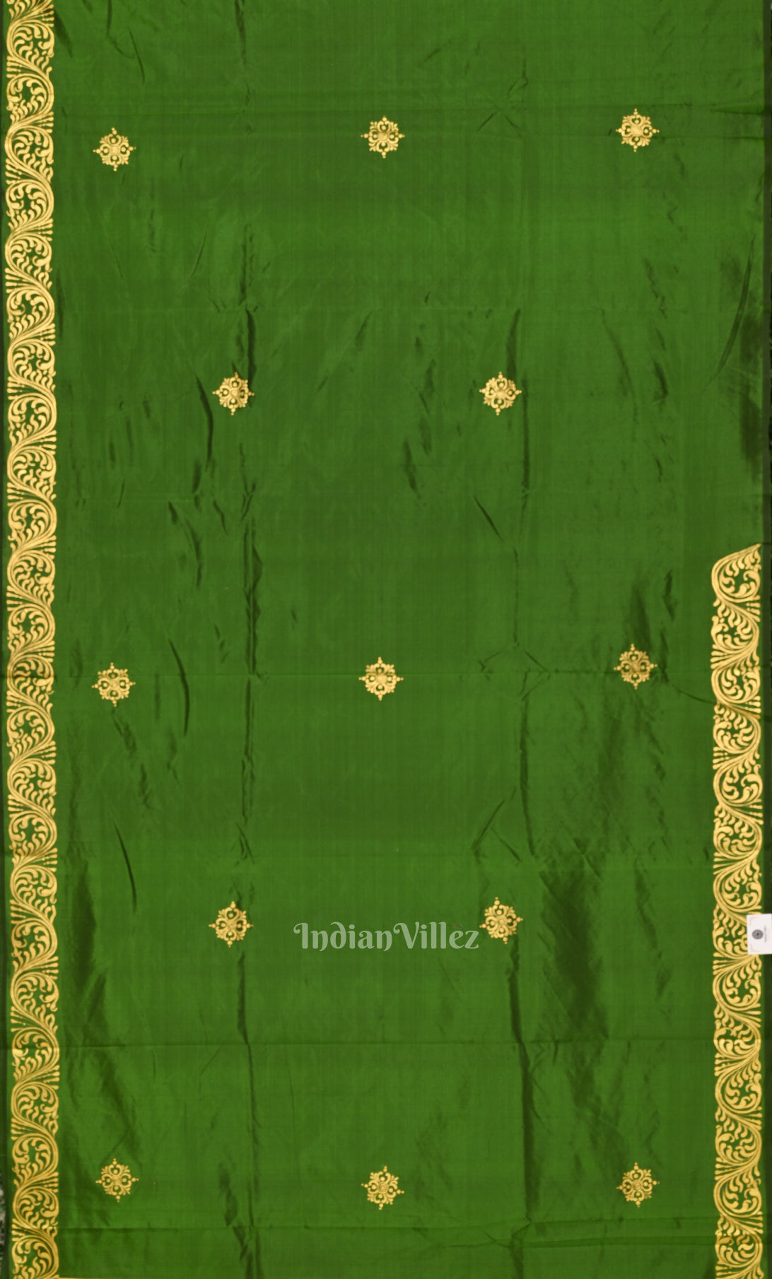  Mehendi Green  Ramayan Theme Hand-Painted Pattachitra Saree