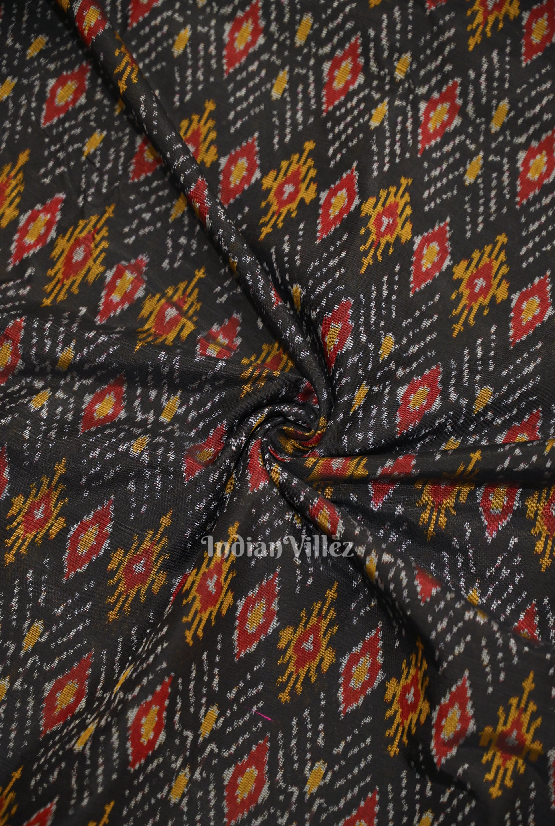 Multi Color Pochampally Ikat Silk & Cotton (Sico) Fabric 