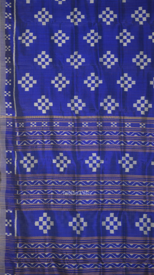 Blue Pasapali  Odisha Ikat Designer Contemporary Silk Saree 