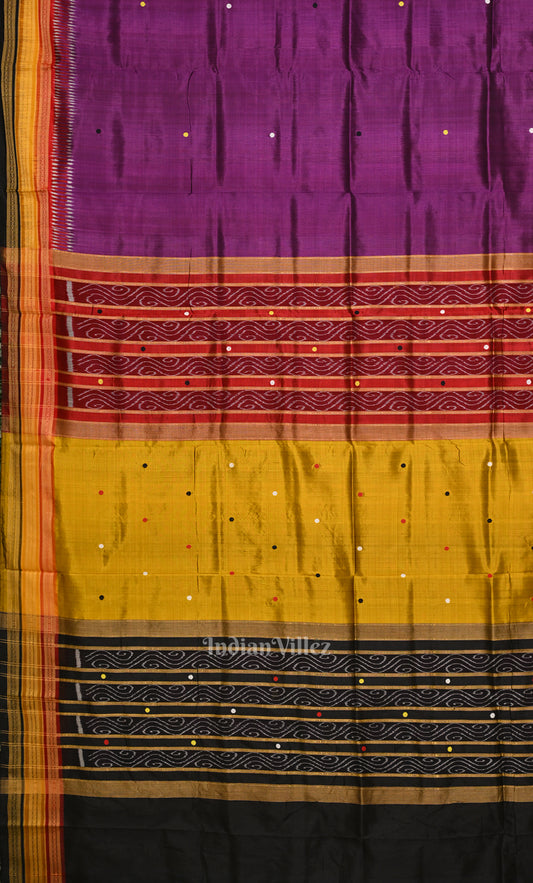 Magenta Pink Yellow Kathiphera Khandua Silk Saree 
