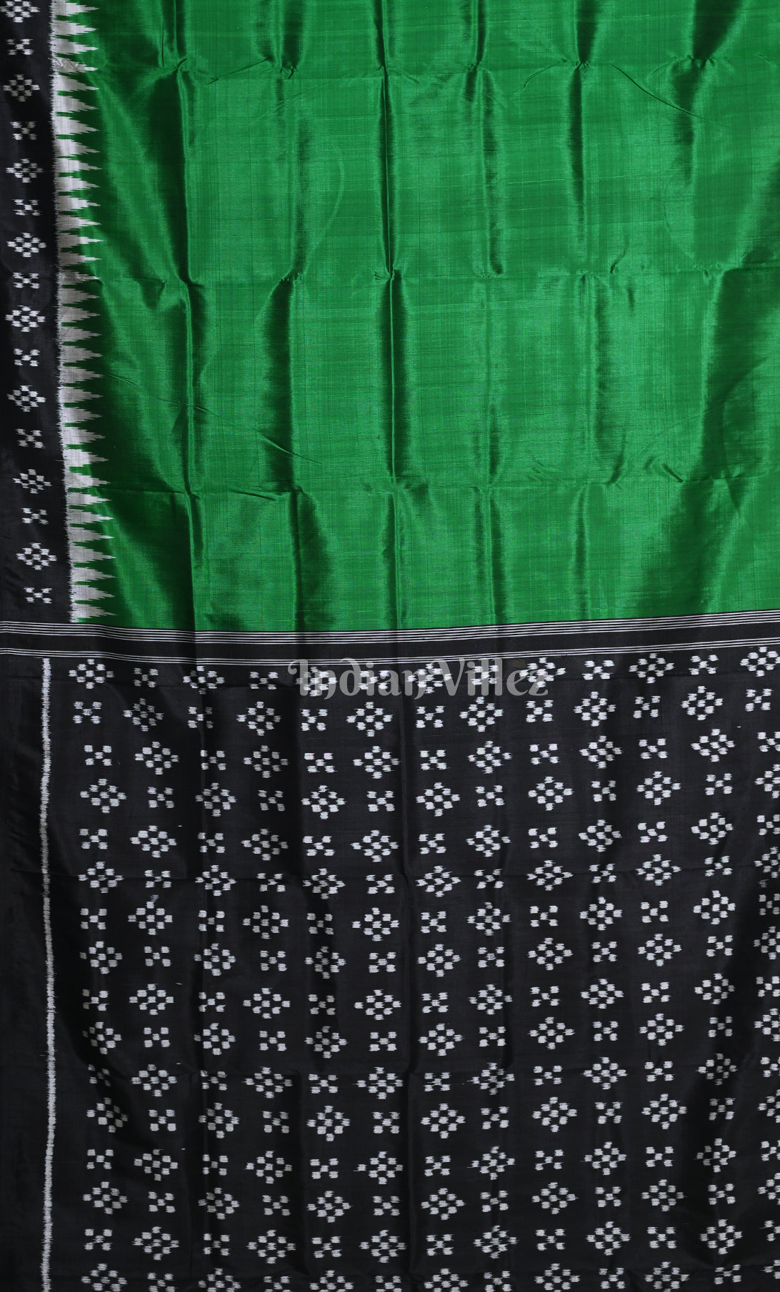 Green Black Contemporary Designer Silk Saree with Pasapali Anchal