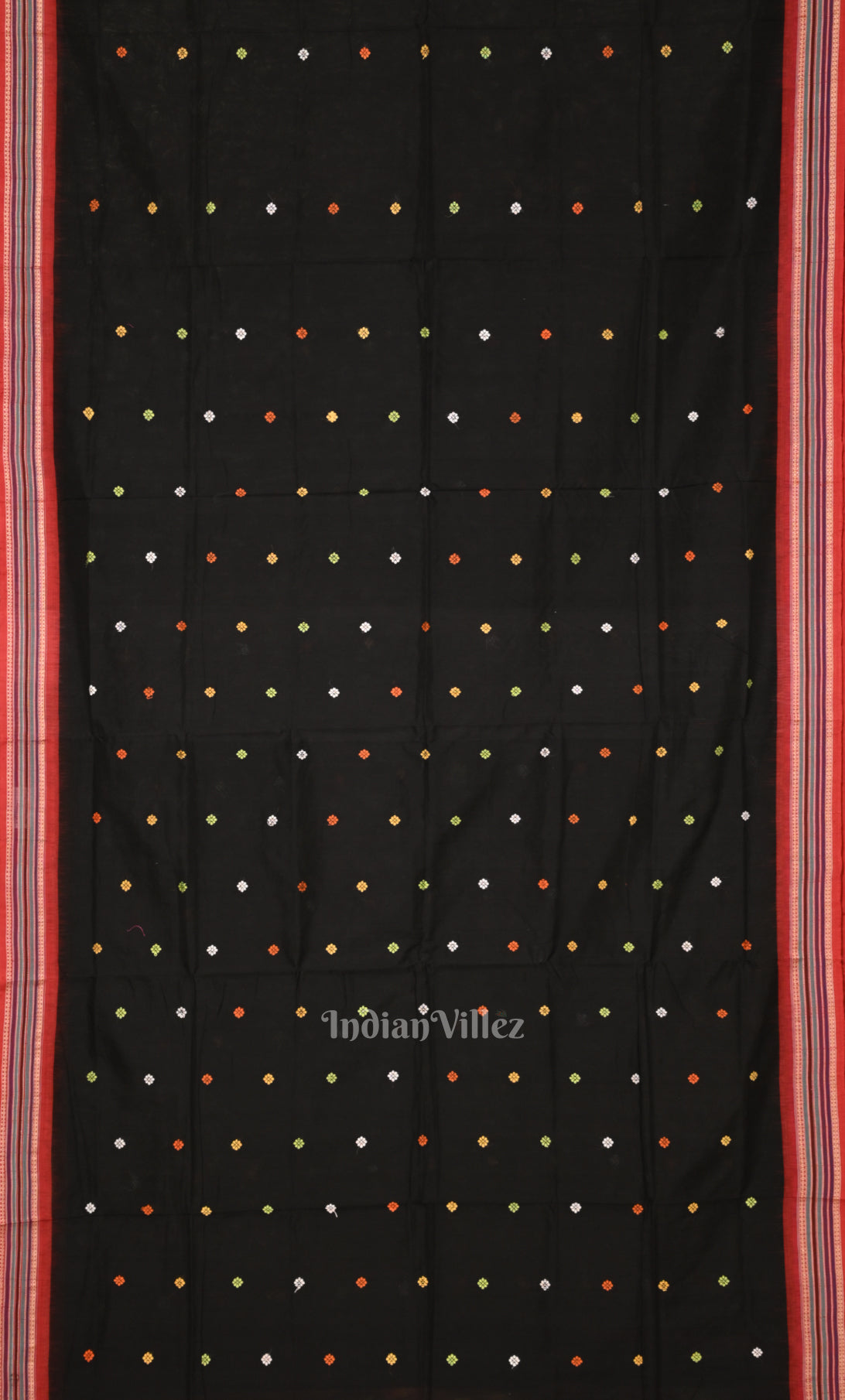 Black Red Dolabedi Sambalpuri Ikat Cotton Saree