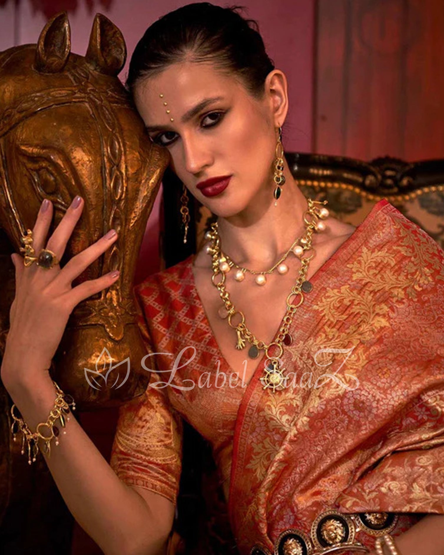 Red Floral Zari Tissue Kanjivaram Silk Saree
