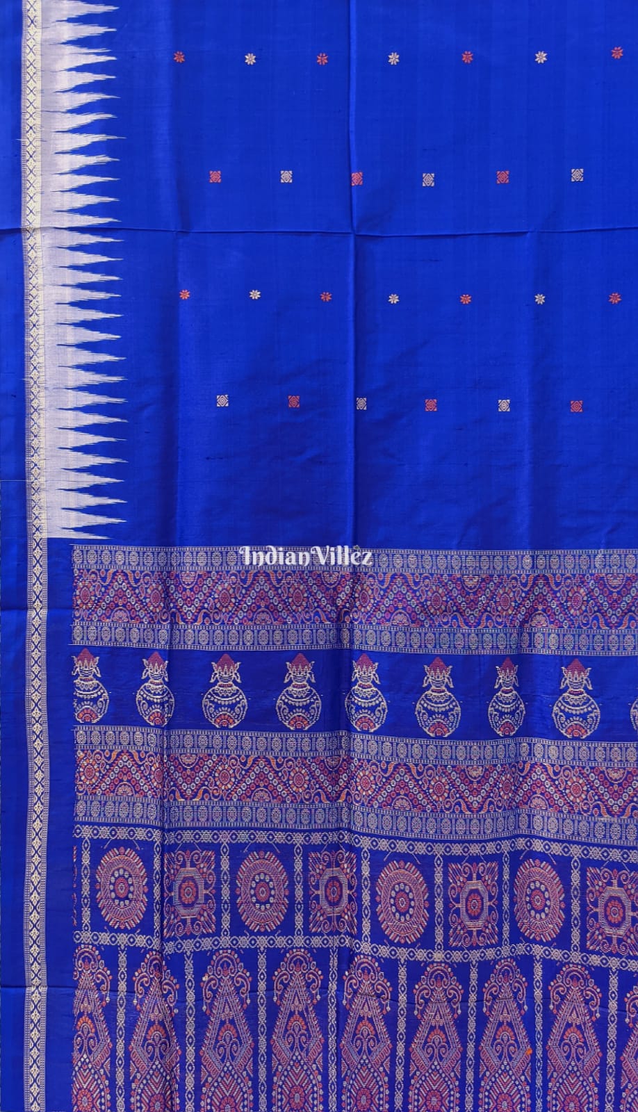 Royal Blue Bomkai Sambalpuri Silk Saree
