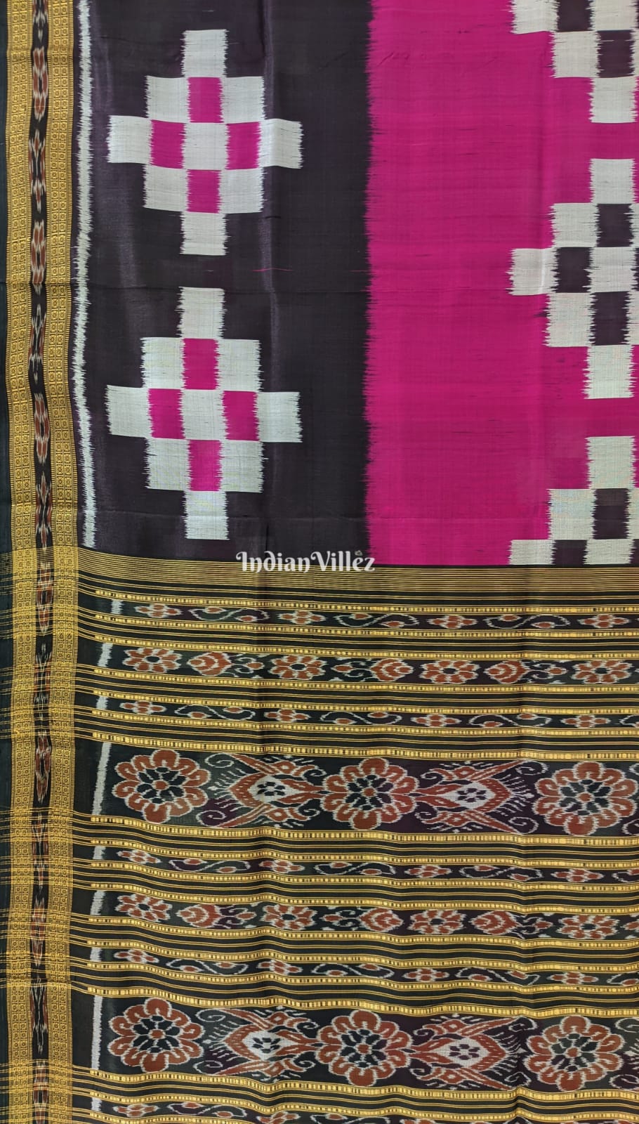 Magenta Coffee Pasapali Odisha Ikat Khandua Silk Saree