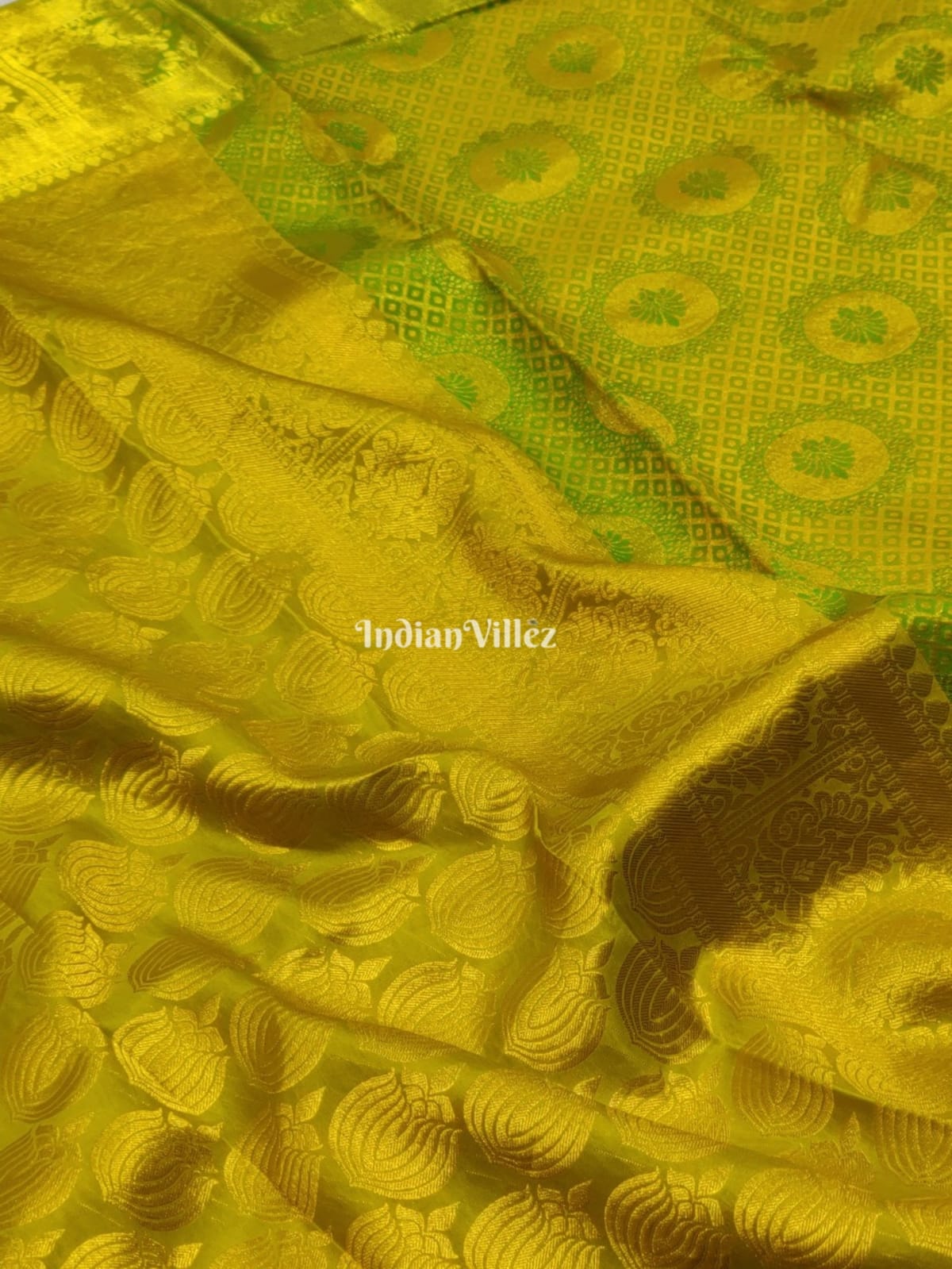 Lemon Green Pure Kanjivaram Silk Saree