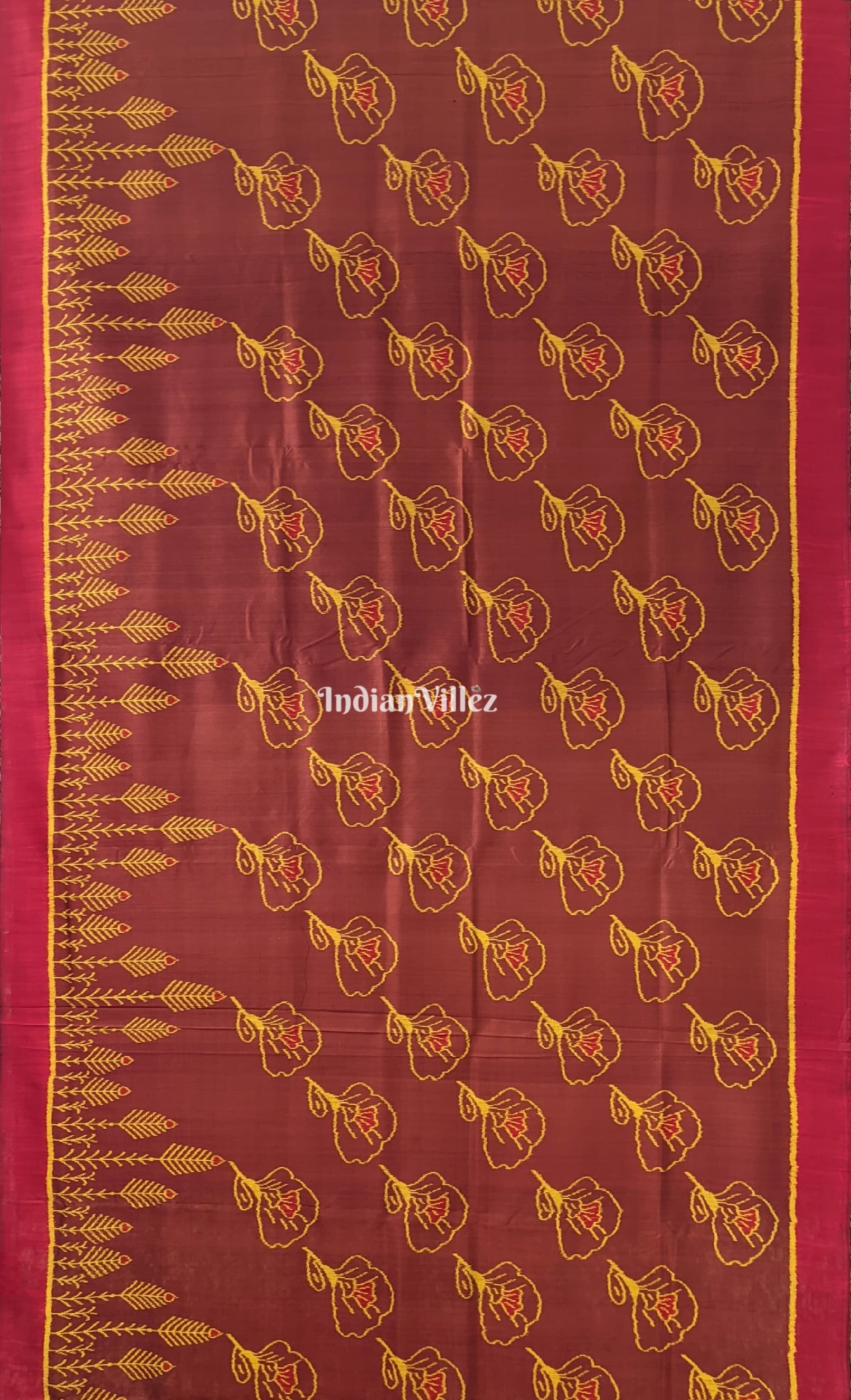 Odisha Ikat Flower Design Contemporary Silk Saree
