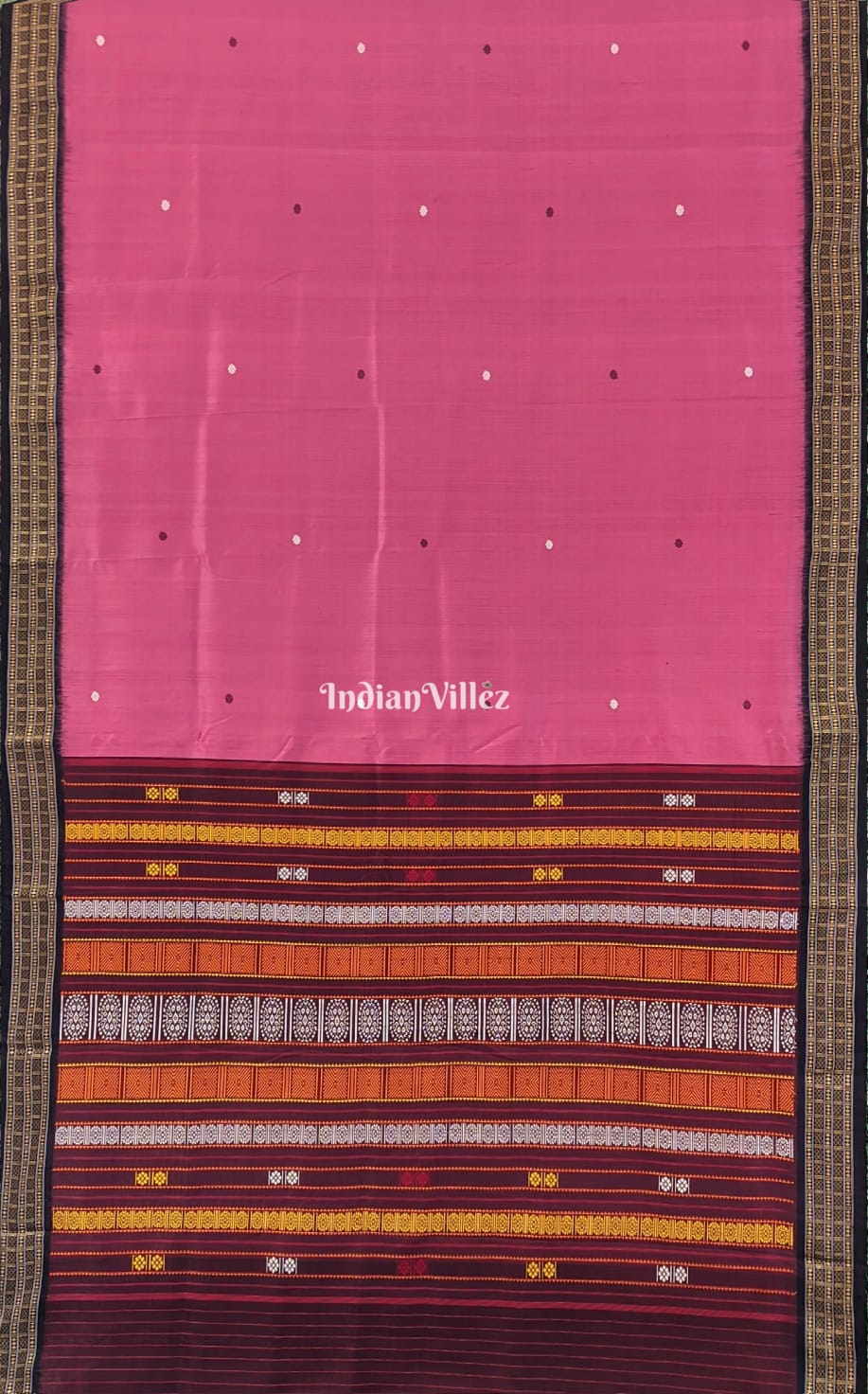 Rust Pink Flower Motif Siminoi Silk Saree