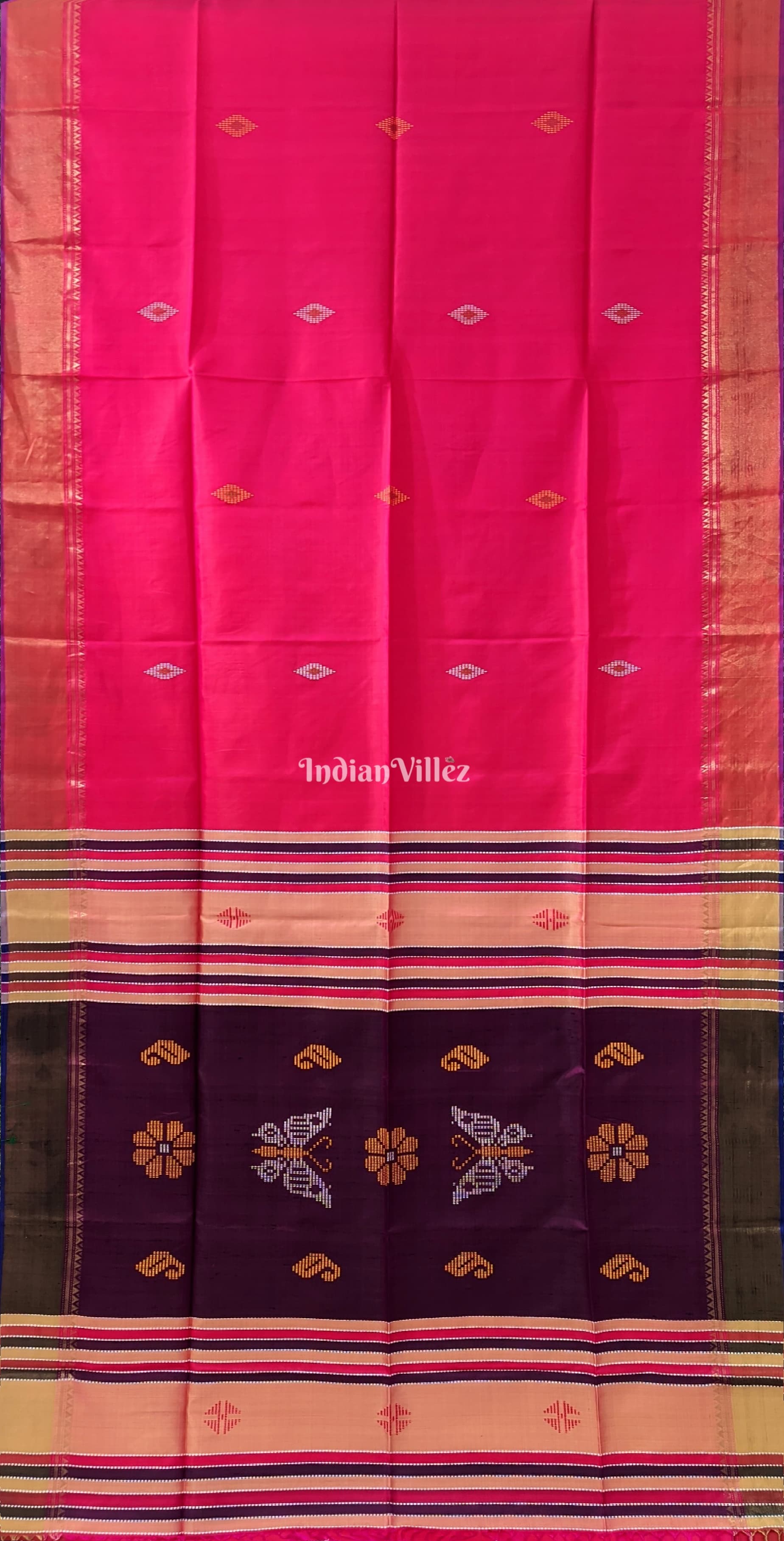 Red with Wine Handwoven Soft Silk Saree