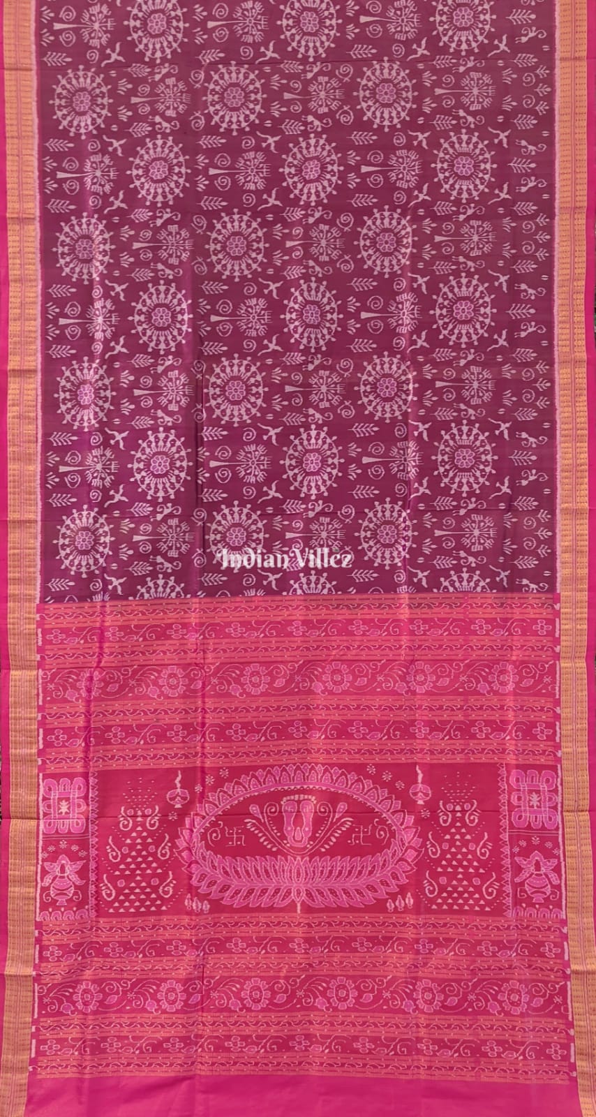 Purple Body Tissue Sambalpuri Silk Saree with Zari Border