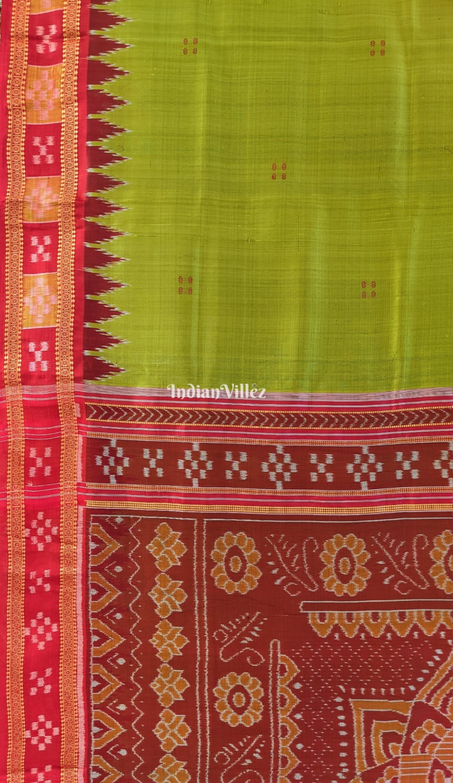 Mehendi Green Butta Design Border Pasapali Khandua Silk Saree
