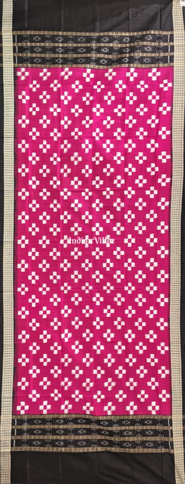 Rani Pink Pasapali Theme Pure Sambalpuri Silk Dupatta