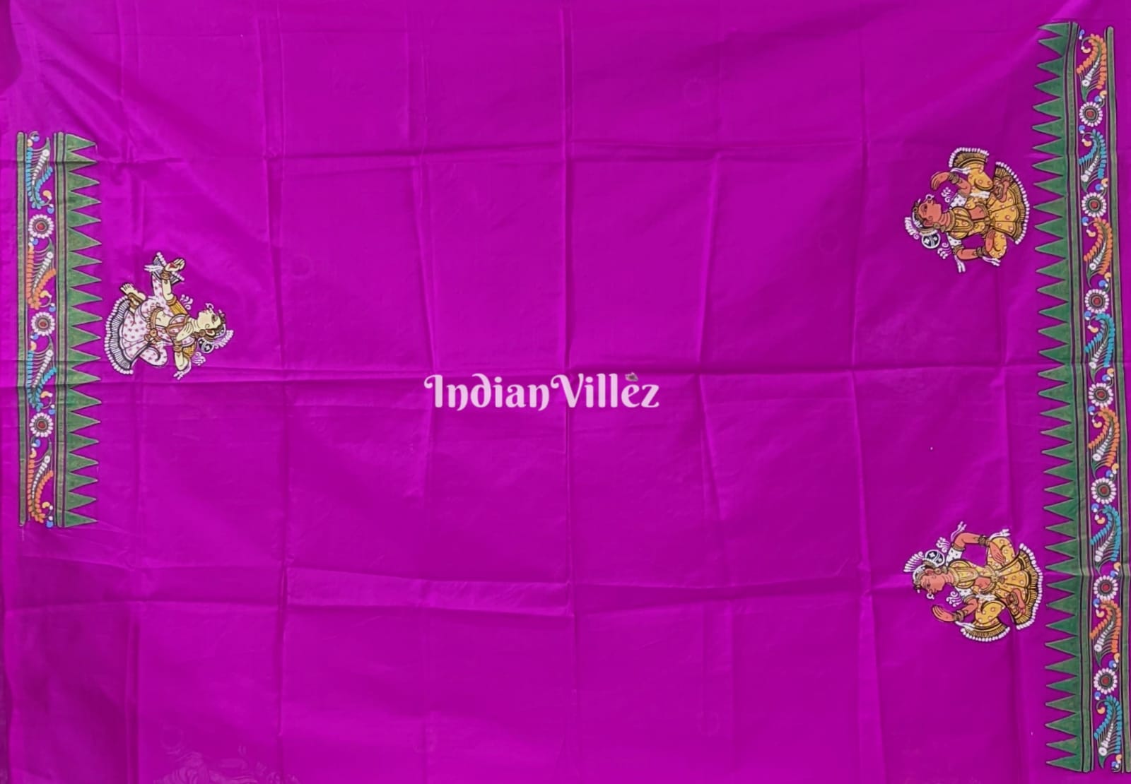 Purple Nartaki Pattachitra Art Pure Silk Saree