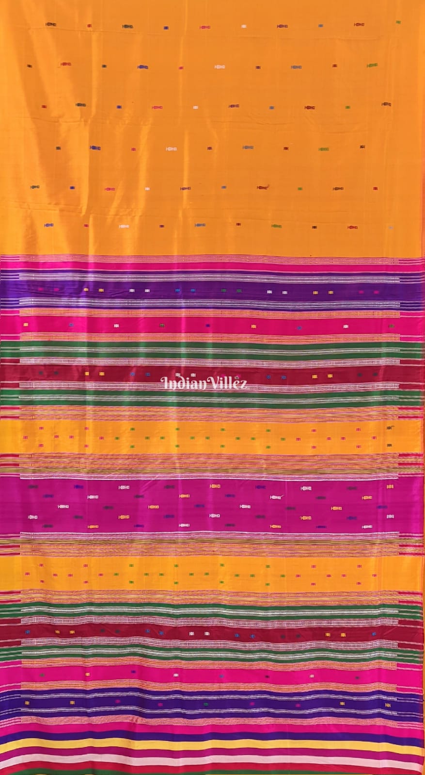 Orange Double Pallu Odisha Ikat Designer Contemporary Silk Saree