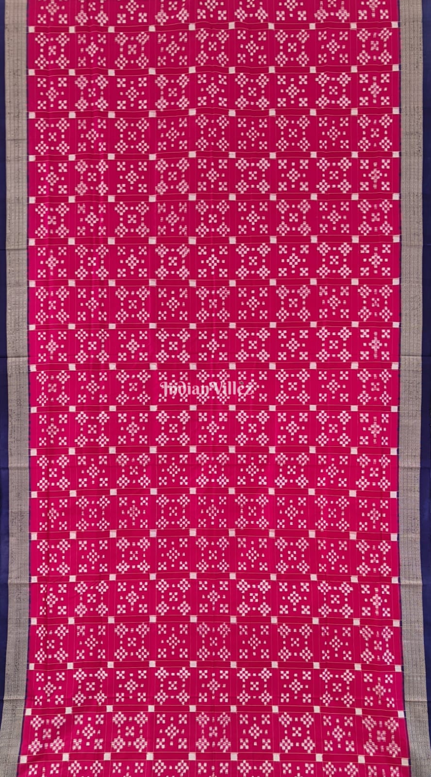 Blue Pink Odisha Ikat Pure Sambalpuri Silk Saree