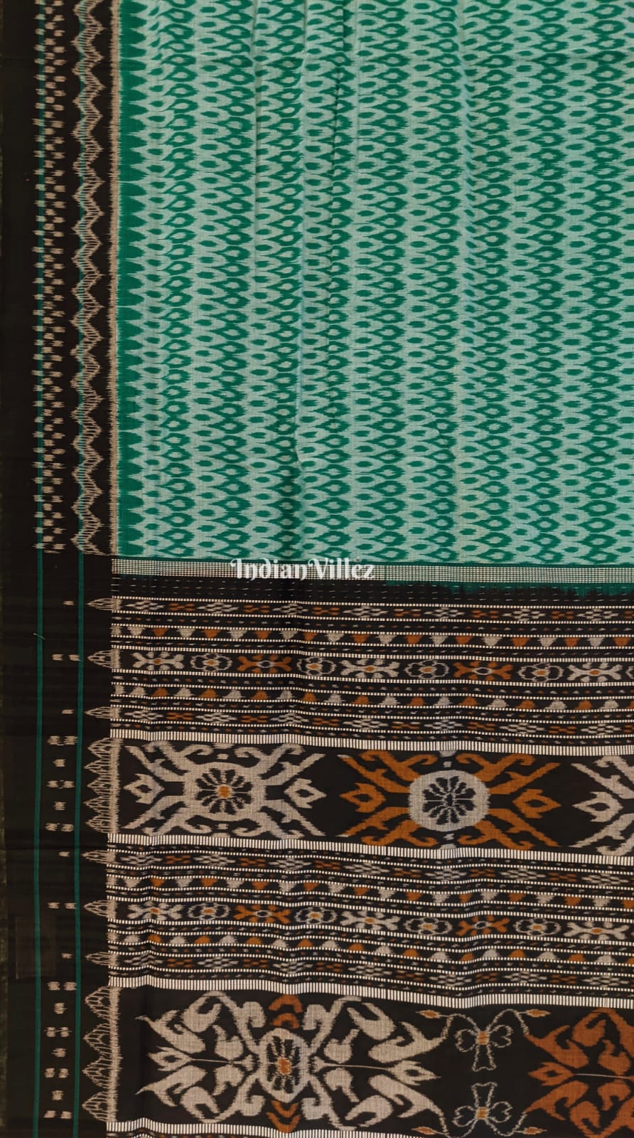 Mint Green Odisha Ikat Sambalpuri Cotton Saree