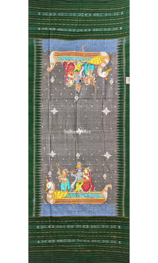 Gray Green Boita Bandana Theme Cotton Pattachitra Dupatta