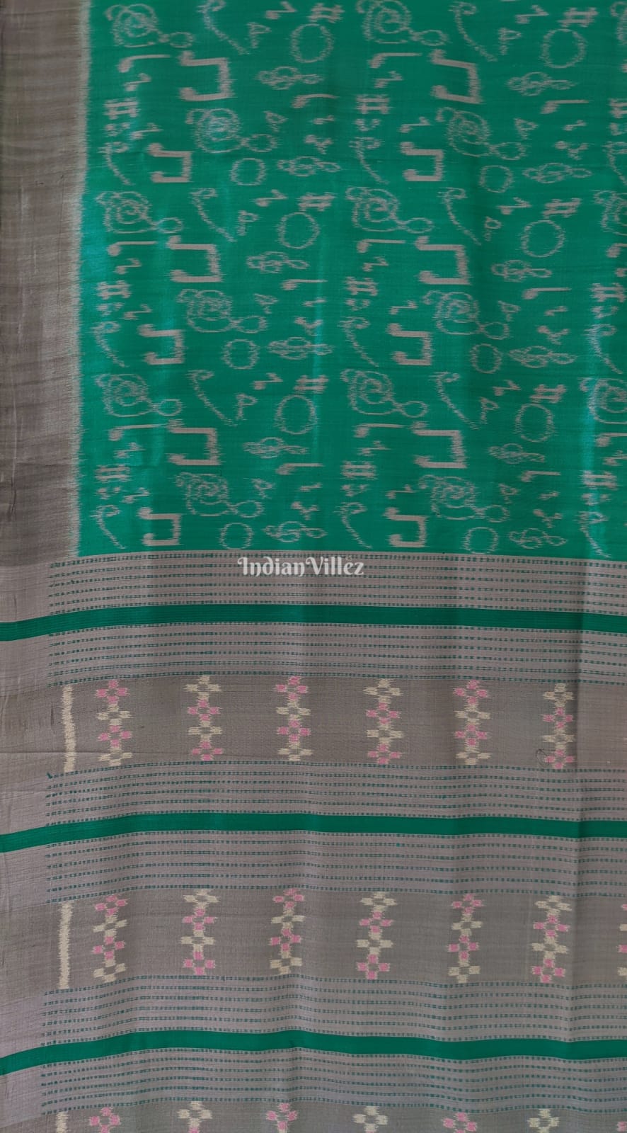 Rama Green Musical Instruments Odisha Ikat Contemporary Silk Saree