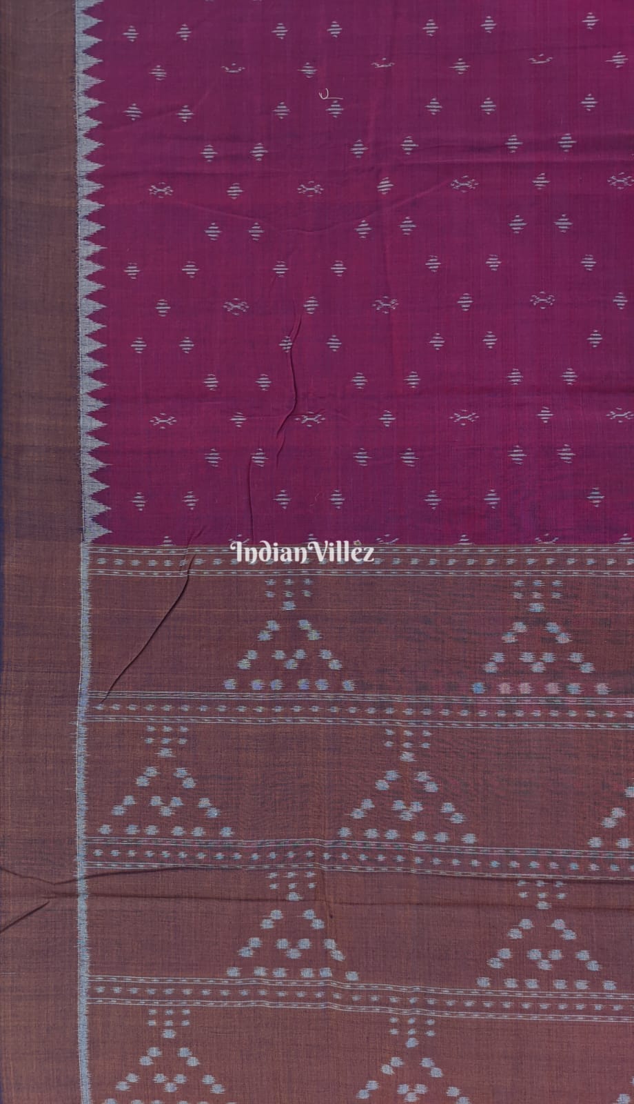 Wine Odisha Ikat Sambalpuri Cotton Saree