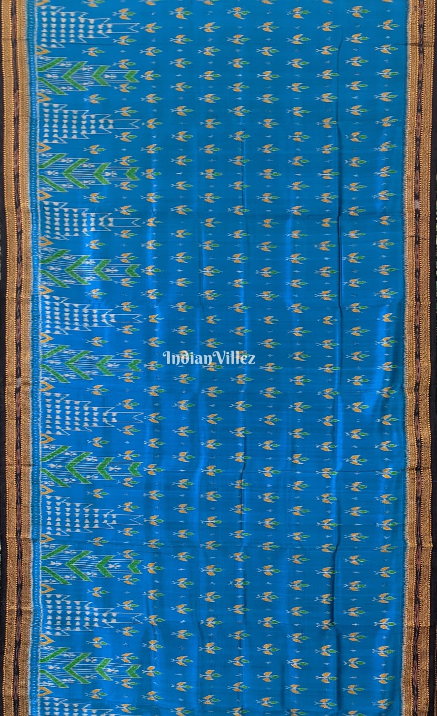 Pacific Blue Odisha Handloom Khandua Silk Saree
