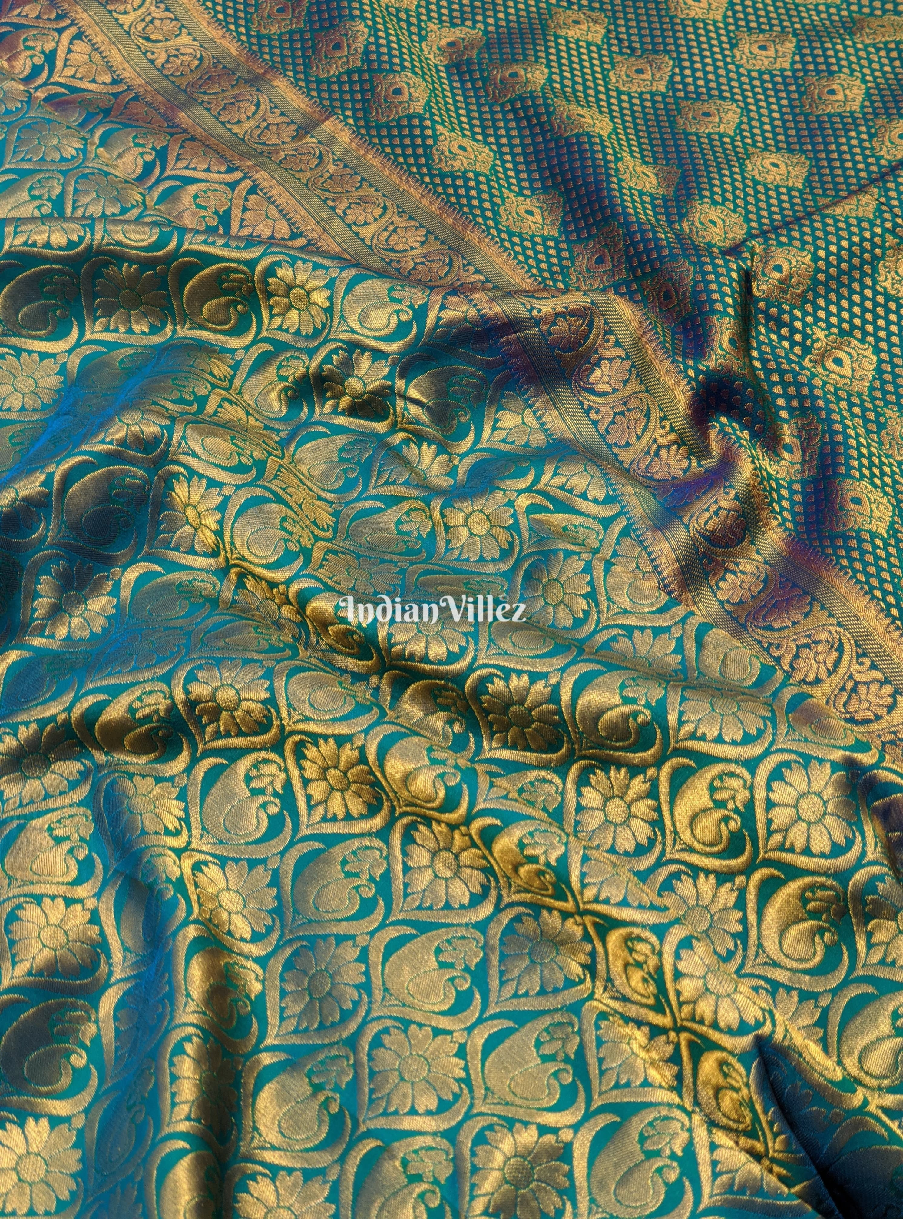 Sea Green Pure Kanjivaram Silk Saree