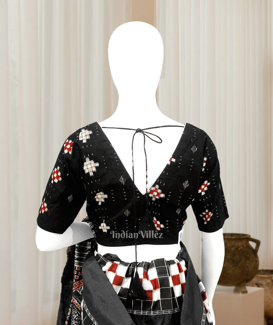 Black Pasapali Odisha Ikat Sambalpuri Cotton Blouse