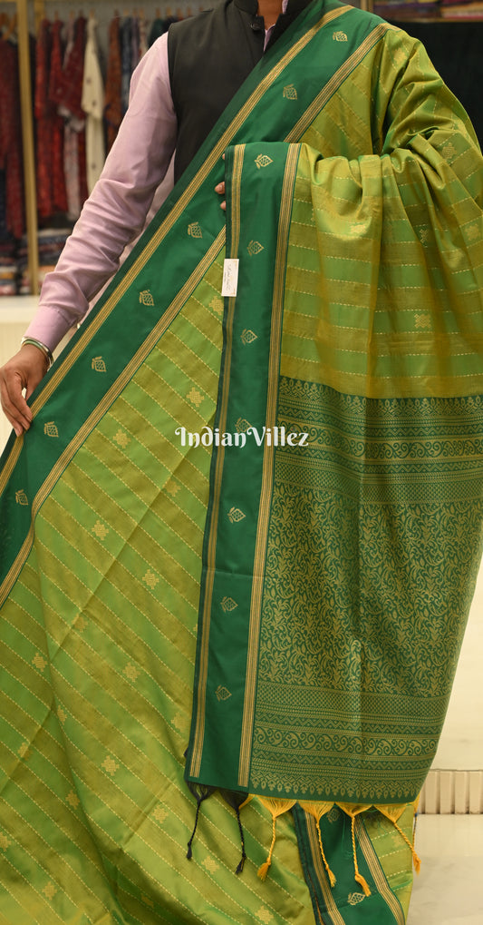 Mehendi Green Tussar Silk Saree with Zari weave