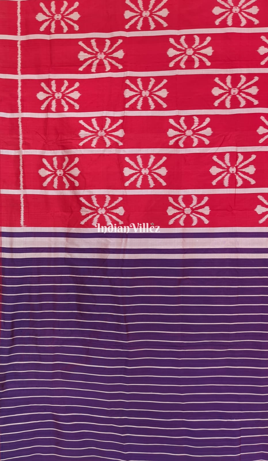 Red Flower Motif Odisha Ikat Contemporary Khandua Silk Saree