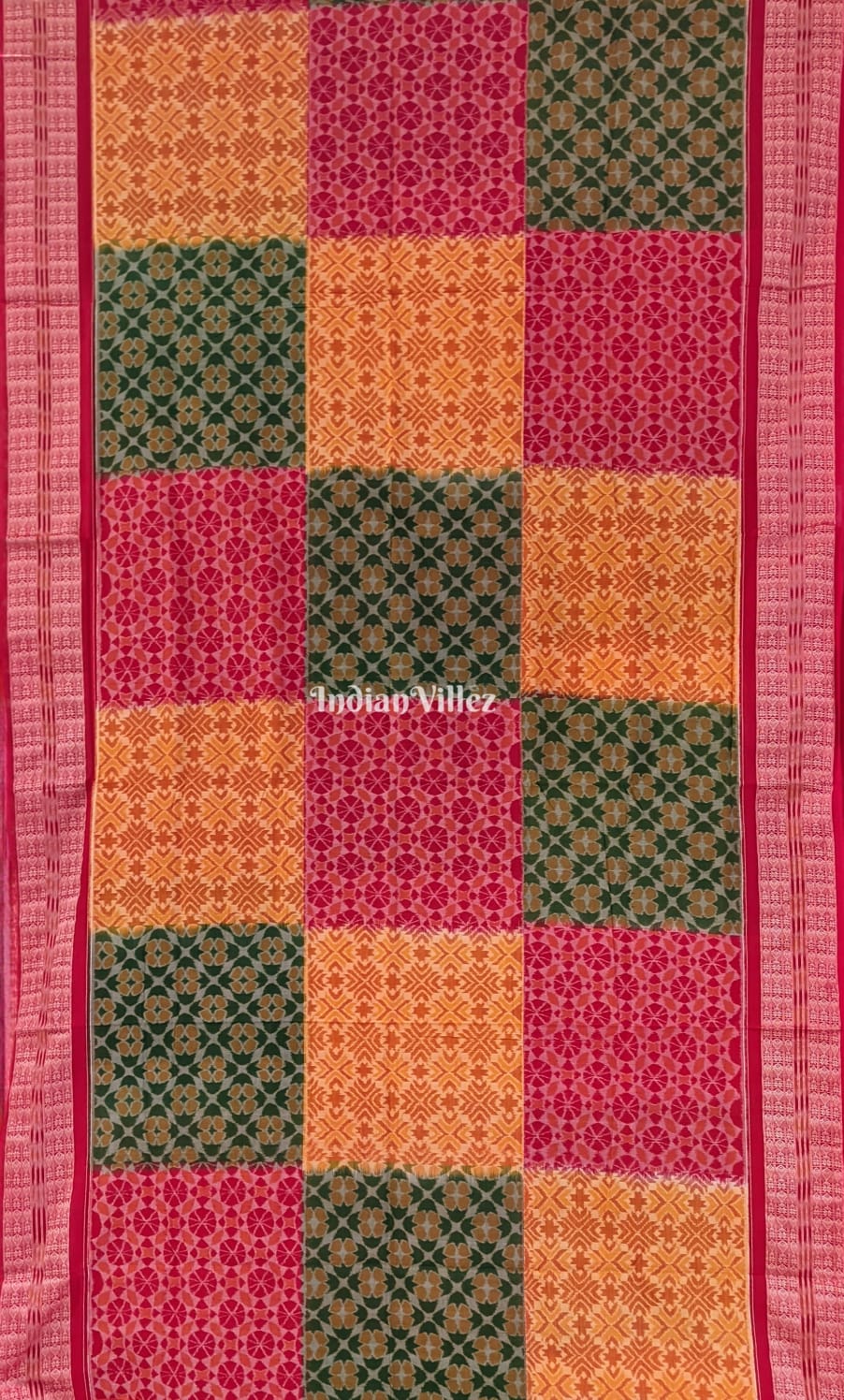 Multicolor Odisha Ikat Sambalpuri Cotton Saree with Fish Border
