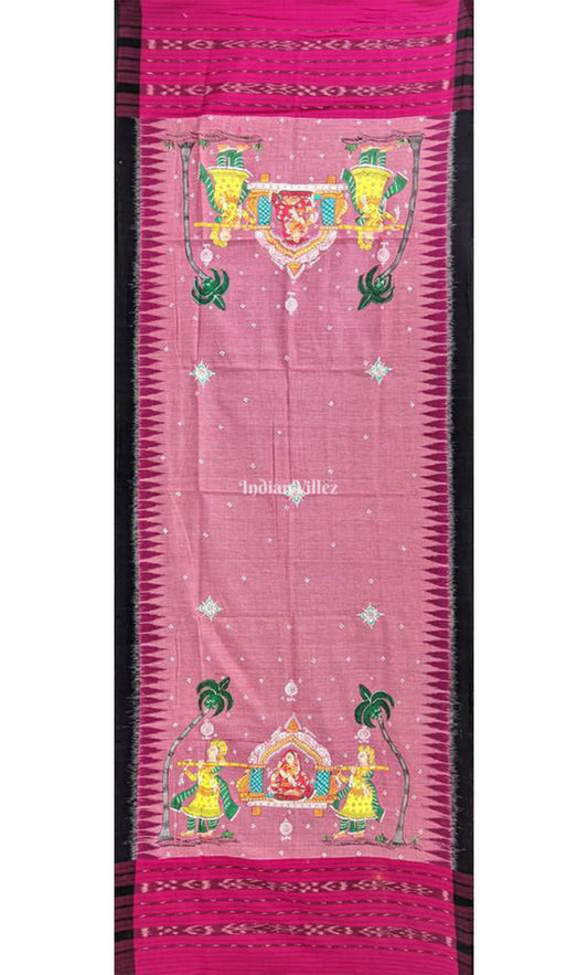 Rose Pink Doli Cotton Pattachitra Dupatta

