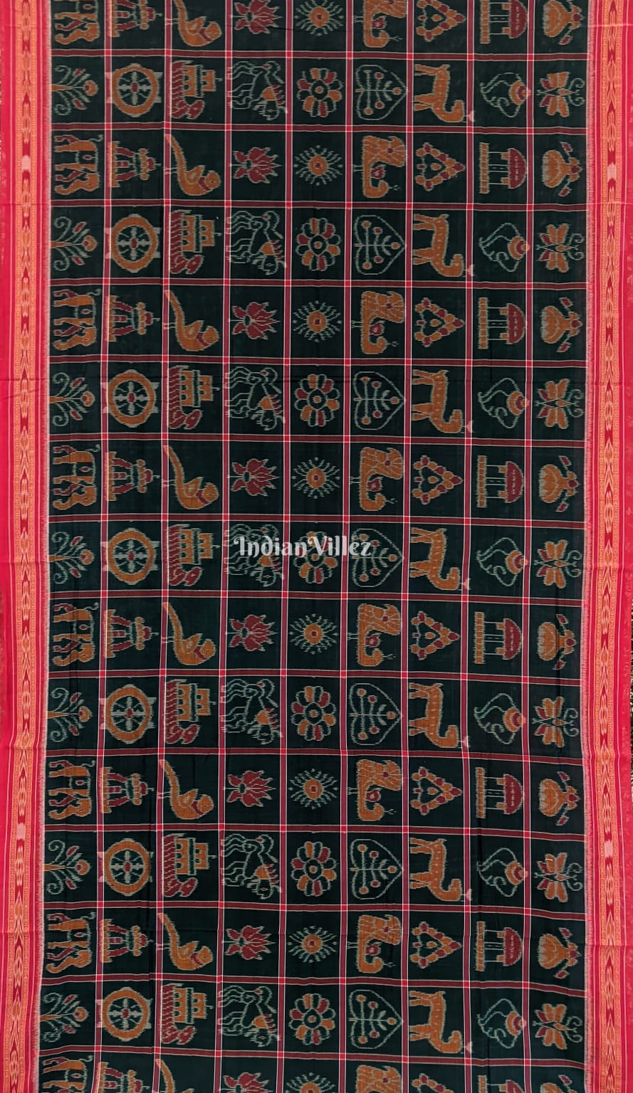 Bottle Green Nabakothi Sambalpuri Cotton Saree