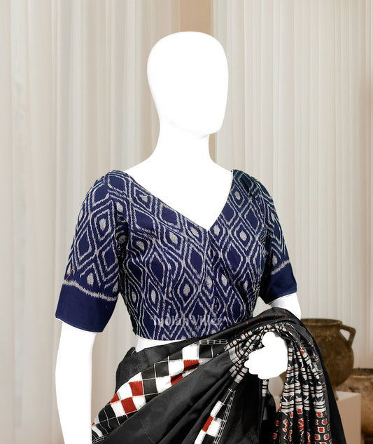 Blue Odisha Ikat Sambalpuri Cotton Blouse 