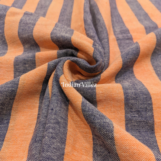 Orange Gray Strips Organic Natural Dyed Kotpad Fabric