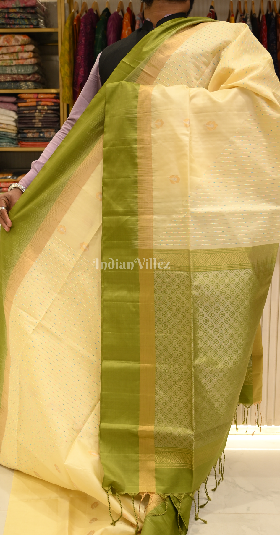 Pastel Green Golden Zari Pure Kanjivaram Soft Silk Saree