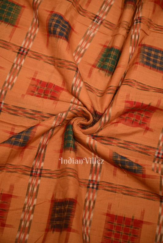 Orange Ashwini Odisha Ikat Sambalpuri Cotton Fabric