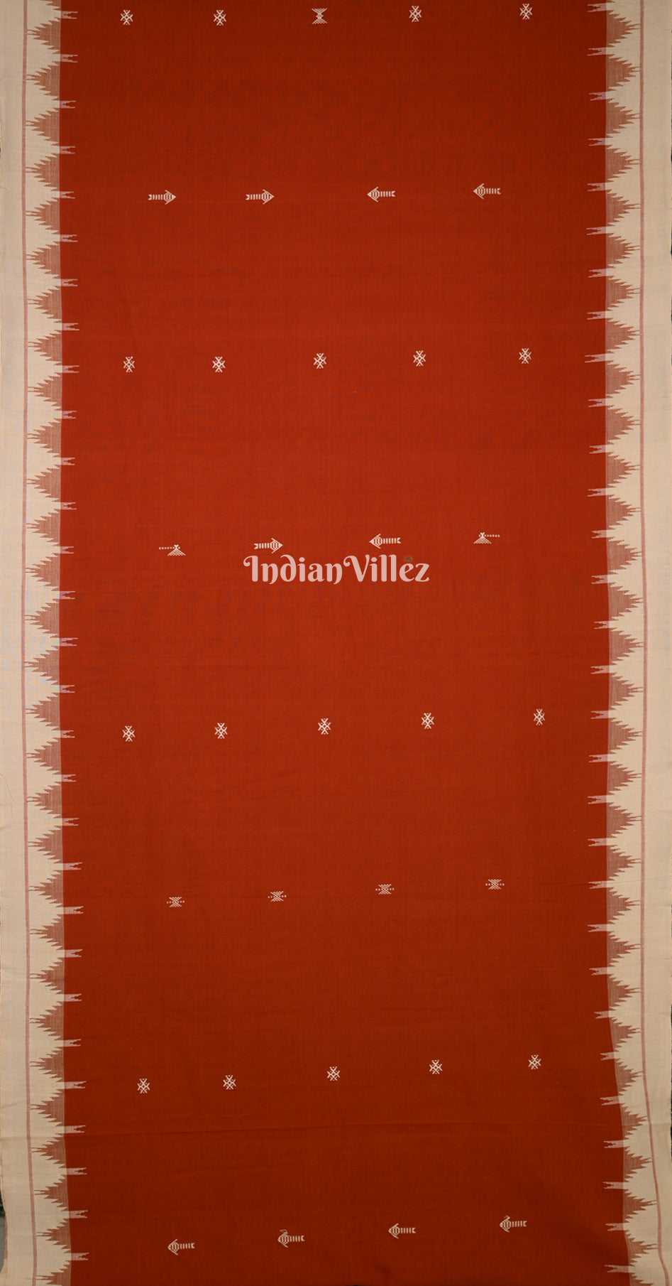 Red White Temple Border Odisha Handloom Natural Dye Kotpad Cotton Saree 
