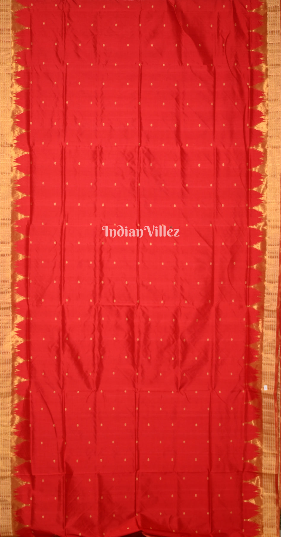 Red Golden Body Buti Phoda Kumbha Half Tissue Sambalpuri Silk Saree