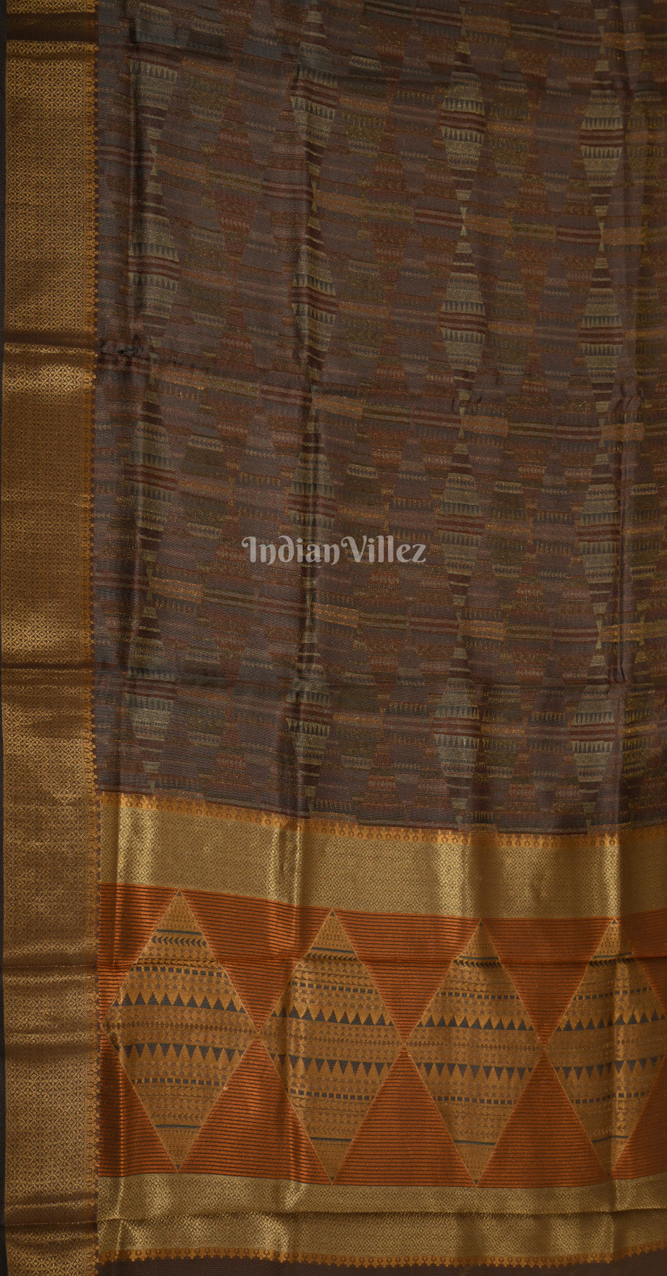 Chocolate Brown Pure Two Tone Organza Weaving Banarasi Saree