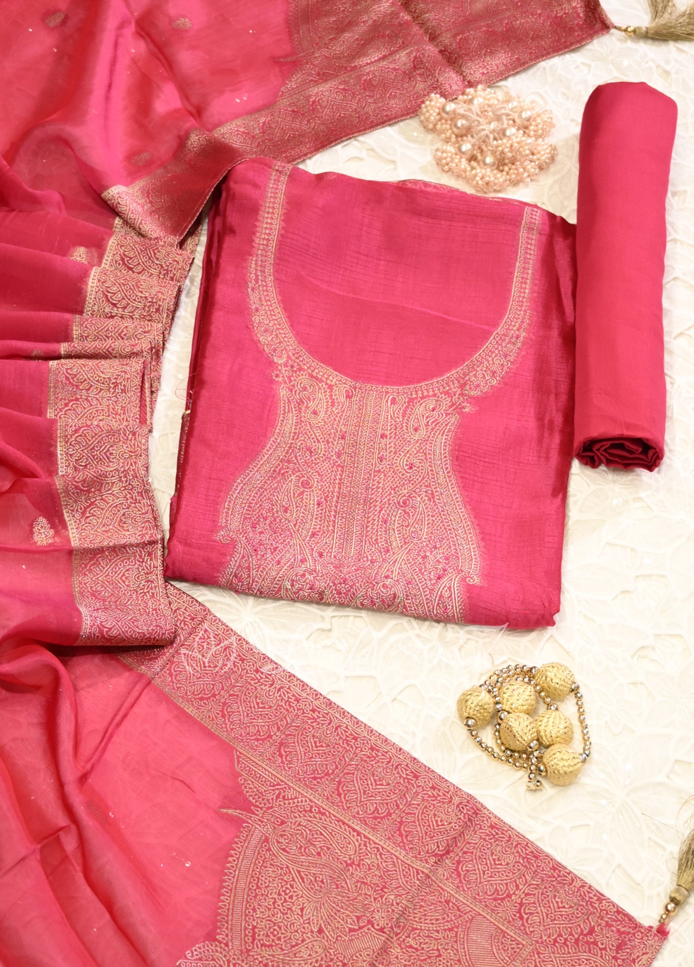 Rani Pink Unstitched Salwar Suit 