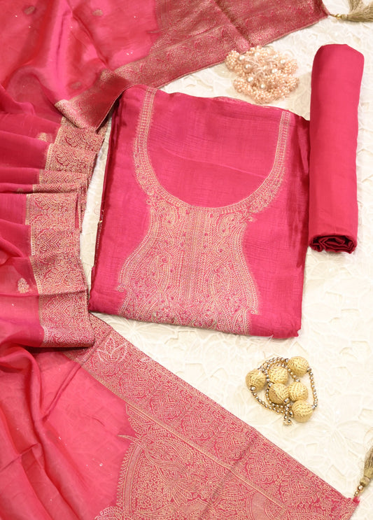 Rani Pink Unstitched Salwar Suit 
