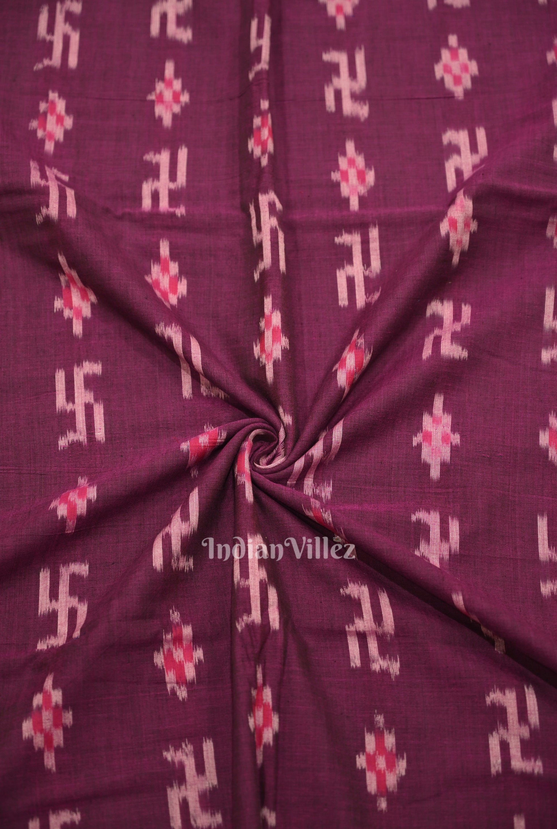 Purple Pasapali Swastik Sambalpuri Ikat Cotton Fabric