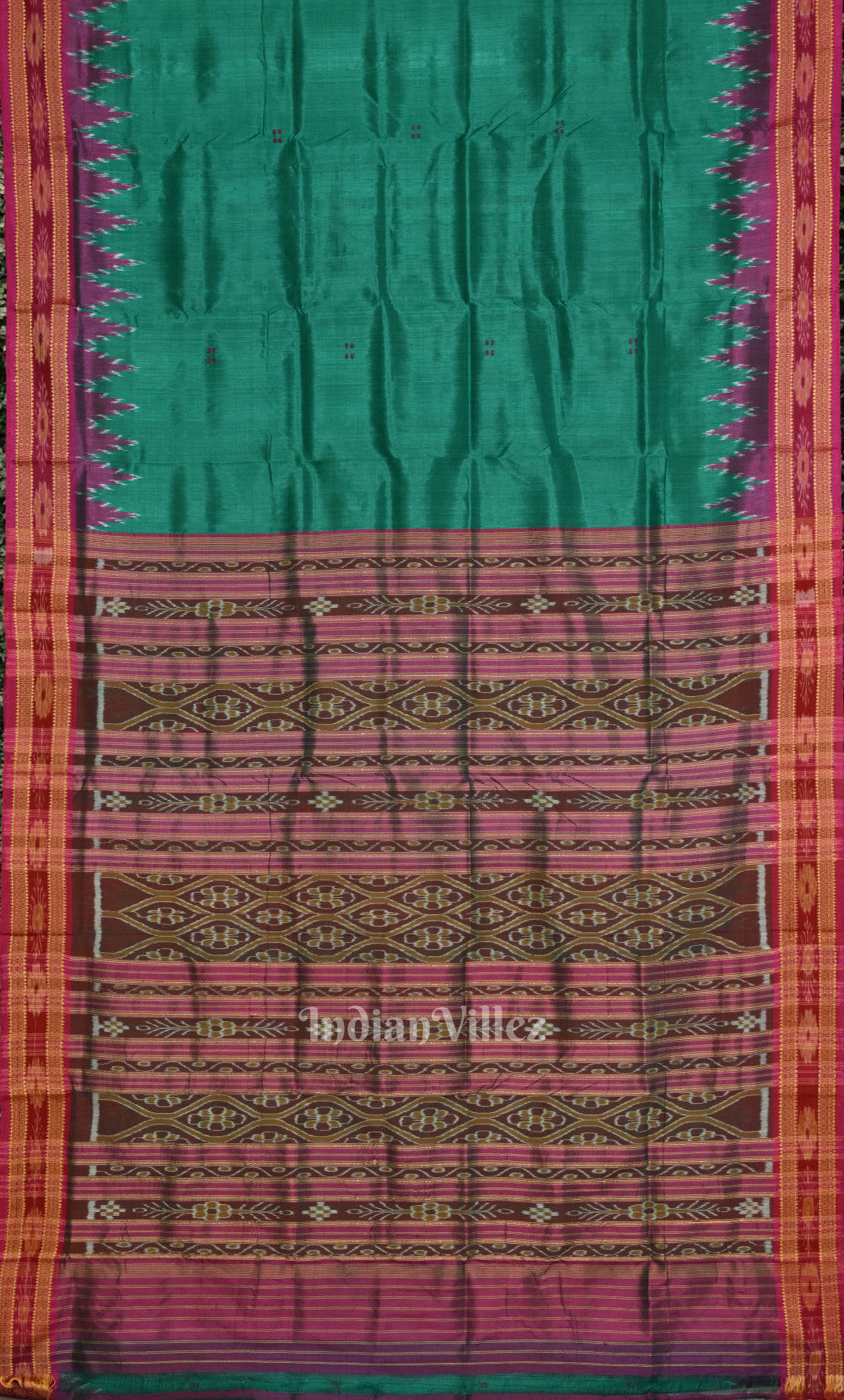 Green Maroon Odisha Ikat Khandua Silk Saree