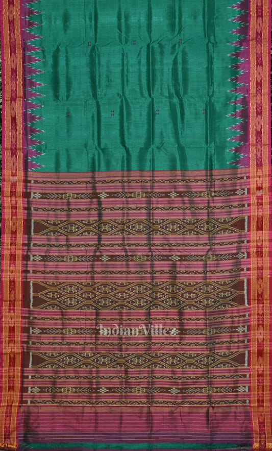 Green Maroon Odisha Ikat Khandua Silk Saree