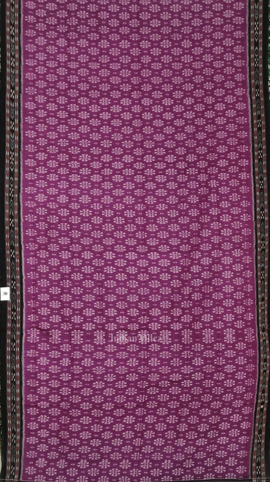 Purple Black Floral Odisha Ikat Sambalpuri Cotton Saree