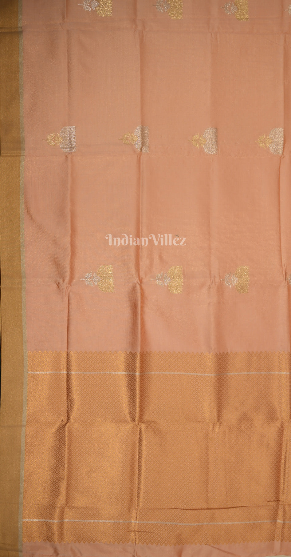 Peach Kanjivaram Silk Saree with Brocade Pallu
